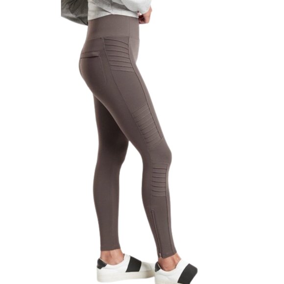Athleta Delancey Moto Tight Size Medium Color Coffee House - Picture 1 of 14